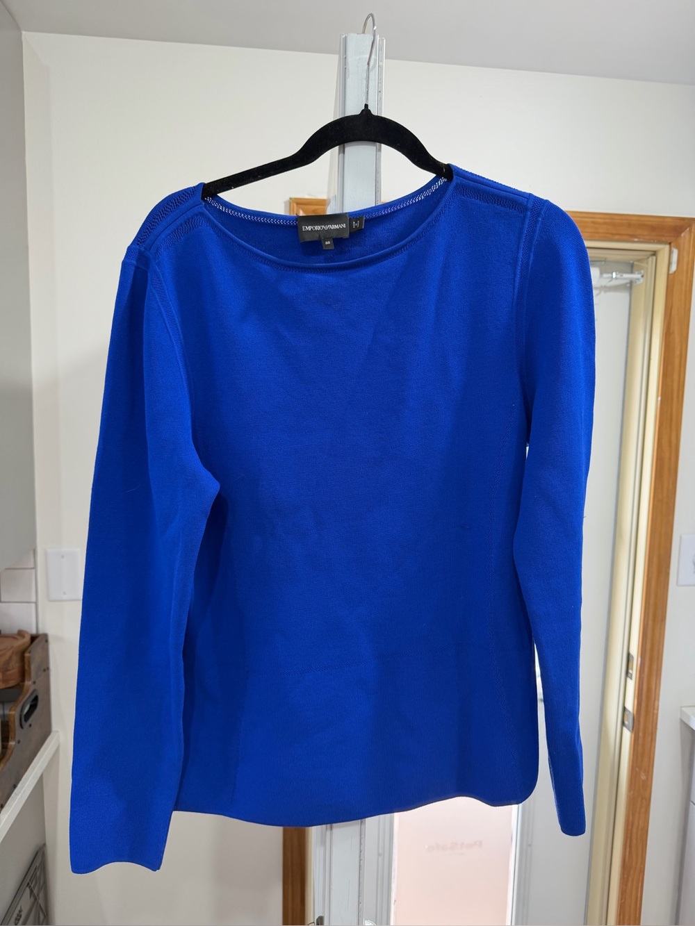 Emporio Armani Cobalt Blue Long-Sleeve Knit Top